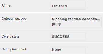 Estado del trabajo del comando de gestión.